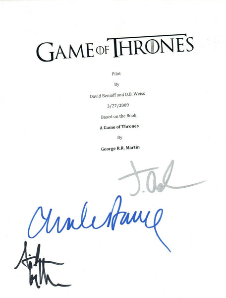 GAME OF THRONES Cast Signed Pilot Script x3 Aidan Gillen Dance J Anderson COA