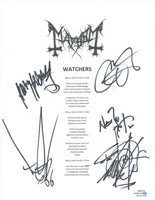 Mayhem Metal Band Signed Watchers Song Lyric Sheet Attila Csihar +4 ACOA COA