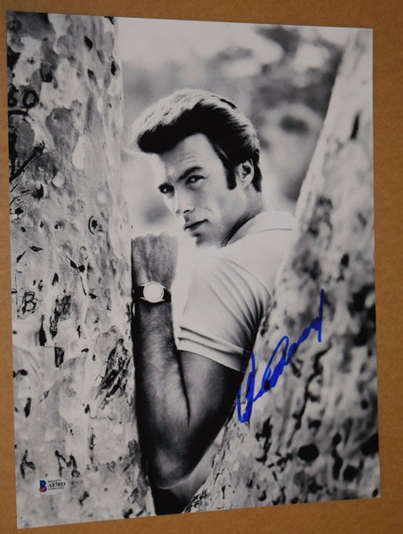 Clint Eastwood Signed Autographed 11x14 Photo Handsome B&W Pose Beckett BAS COA