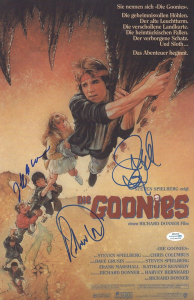 The Goonies Cast Signed 11x17 Poster Richard Donner Jeff Cohen Davi ACOA COA