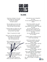 John Rzeznik Johnny Signed Autograph Goo Goo Dolls SLIDE Lyric Sheet Beckett COA