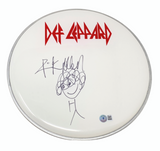 Rick Allen Signed Autographed Drumhead Def Leppard Hand Drawn Sketch Beckett COA