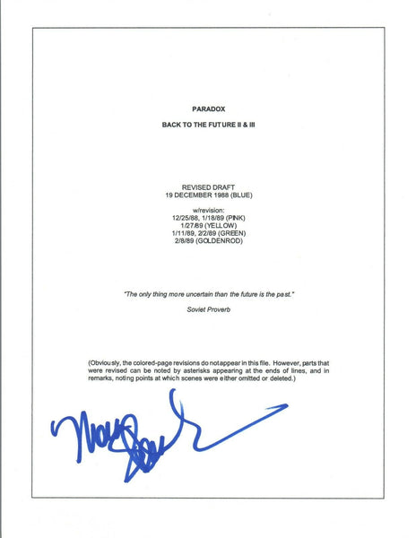 Mary Steenburgen Signed Autographed BACK TO THE FUTURE III 3 Script COA