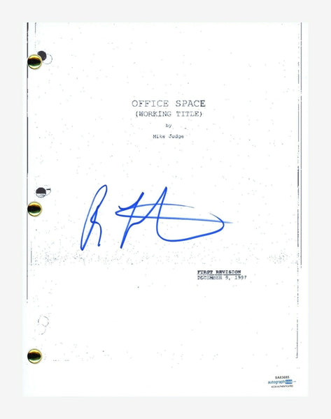 Ron Livingston Signed Autographed Office Space Movie Script Screenplay ACOA COA