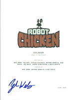 Zeb Wells Signed Autographed ROBOT CHICKEN  Pilot Episode Script COA VD