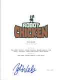 Zeb Wells Signed Autographed ROBOT CHICKEN  Pilot Episode Script COA VD