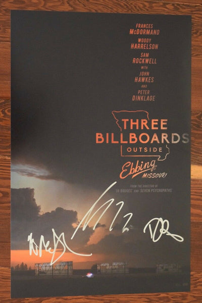Three Billboards Outside Ebbing, Missouri Cast Signed 11x17 Poster by 3 COA