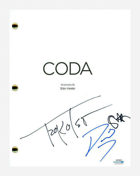 CODA Cast Signed Movie Script Screenplay Troy Kotsur Sian Heder Durant ACOA COA