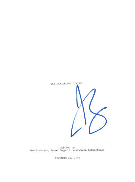 Jason Schwartzman Signed Autographed THE DARJEELING LIMITED Movie Script COA