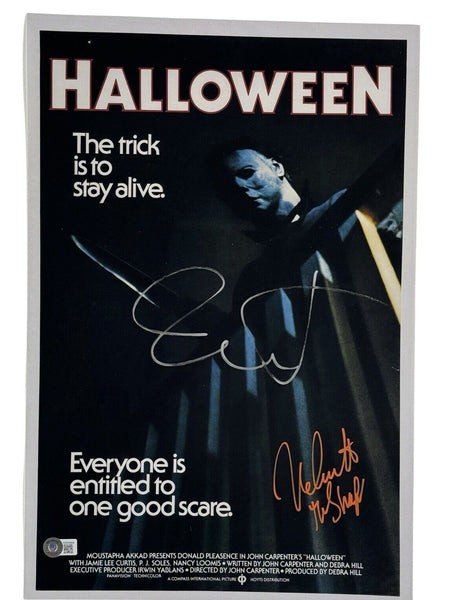 Jamie Lee Curtis & Nick Castle Halloween Signed 12x18 Photo Poster Autograph BAS
