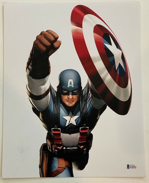 Chris Evans Signed Autograph 11x14 Photo Captain America Avengers Beckett COA