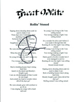 Jack Russell Signed Autograph Great White ROLLIN' STONED Lyric Sheet COA