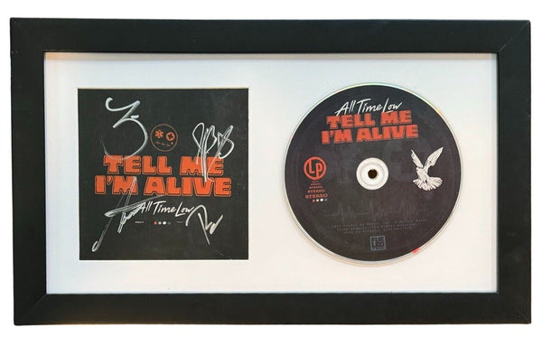 All Time Low Signed Framed Tell Me I'm Alive CD Cover Display Band Autograph COA