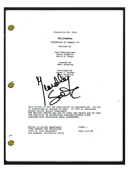 Yeardley Smith Signed THE SIMPSONS Treehouse of Horror VI Episode Script COA