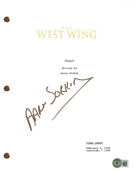 Aaron Sorkin Signed Autograph The West Wing Pilot Script Screenplay Beckett COA