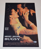 Warren Beatty Annette Bening Signed Autographed BUGSY 11X17 Poster Beckett COA
