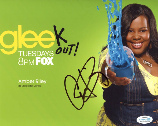 Amber Riley Signed Autograph 8x10 Photo Glee Actress Mercedes Jones ACOA COA