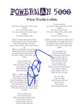 Spider One Signed Autographed Powerman 5000 When Worlds Collide Lyric Sheet COA