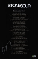 Corey Taylor Signed Stone Sour Absolute Zero Lyrics 11x17 Poster Beckett COA