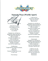 Ross Valory Signed Autograph Journey "Separate Ways" Lyric Sheet COA