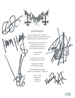 Mayhem Metal Band Signed Deathcrush Song Lyric Sheet Attila Csihar +4 ACOA COA