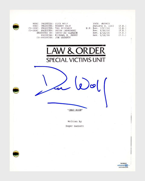 Dick Wolf Signed Autographed Law & Order SVU Chat Room Episode Script ACOA COA