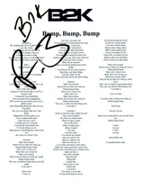 Raz-B Signed Autographed B2K BUMP, BUMP, BUMP Song Lyric Sheet COA