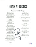 Duff McKagan Signed Guns N' Roses WELCOME TO THE JUNGLE Lyric Sheet PSA/DNA COA