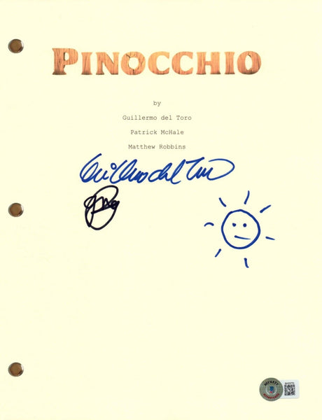 Guillermo Del Toro Gregory Mann Signed Autograph Pinocchio Movie Script BAS COA