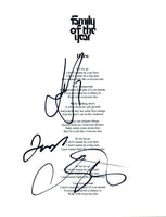 FAMILY OF THE YEAR Signed Autographed "Hero" Song Lyric Sheet by 3 COA