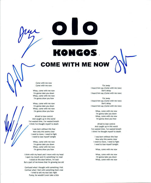 KONGOS Signed Autograph "Come With Me Now" Lyric Sheet Full Band COA VD