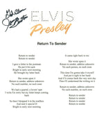James Burton Signed Elvis Presley RETURN TO SENDER Lyric Sheet Guitarist COA