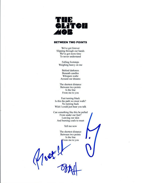 The Glitch Mob Signed Autographed "Between Two Points" Lyric Sheet COA VD