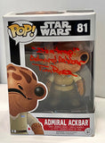 Tim Rose Signed Admiral Ackbar Funko Pop Star Wars It's A Trap Beckett COA