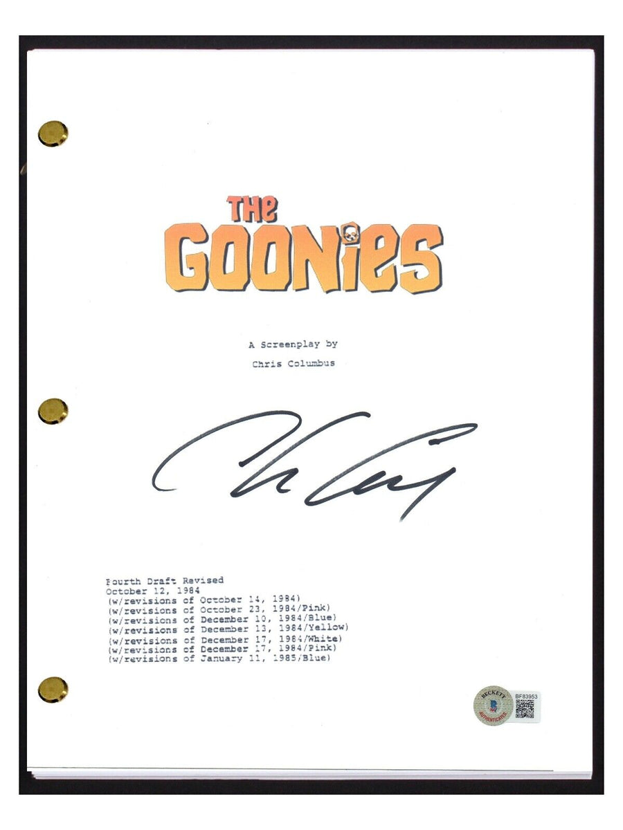 Script Columbus Chris Columbus Signed Autograph The Goonies Movie Script Screenplay Be ...