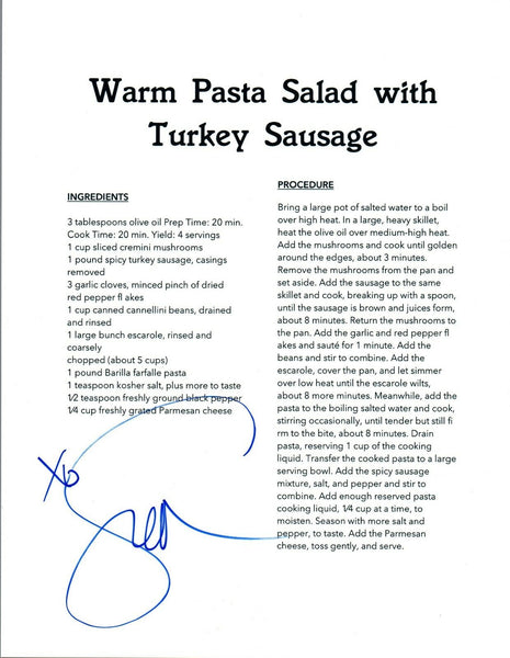 Giada De Laurentiis Signed Autographed 8.5x11 Recipe Page Celebrity Chef COA VD