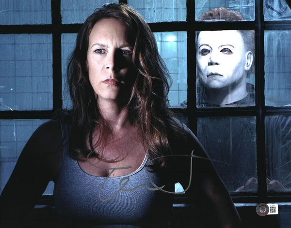 Jamie Lee Curtis Halloween Signed Autograph 11x14 Photo Laurie Strode BAS COA